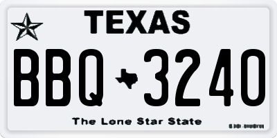 TX license plate BBQ3240