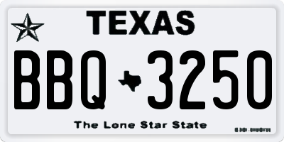 TX license plate BBQ3250