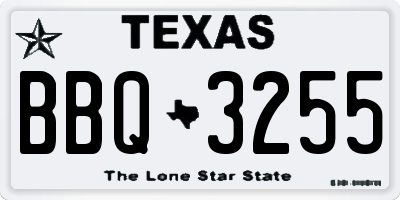 TX license plate BBQ3255