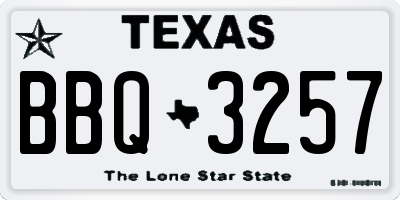 TX license plate BBQ3257