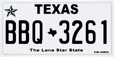 TX license plate BBQ3261