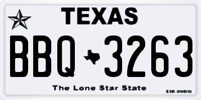 TX license plate BBQ3263
