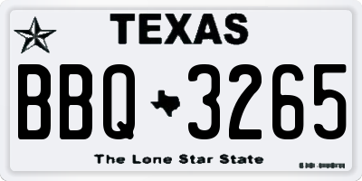 TX license plate BBQ3265