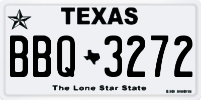 TX license plate BBQ3272