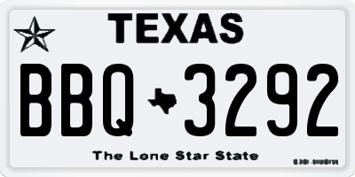 TX license plate BBQ3292