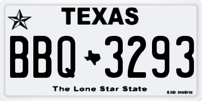TX license plate BBQ3293