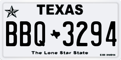 TX license plate BBQ3294