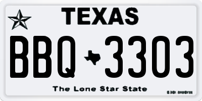 TX license plate BBQ3303