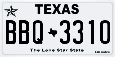 TX license plate BBQ3310
