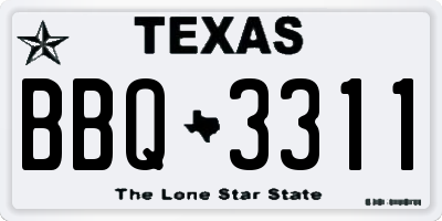 TX license plate BBQ3311