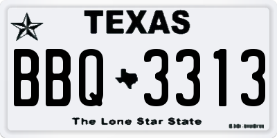 TX license plate BBQ3313