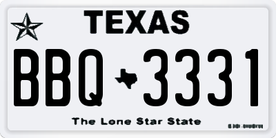 TX license plate BBQ3331