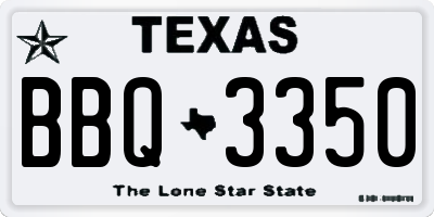 TX license plate BBQ3350