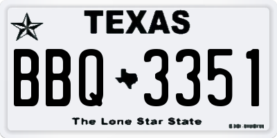 TX license plate BBQ3351