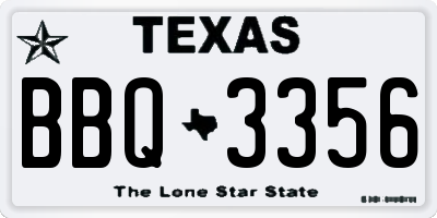 TX license plate BBQ3356