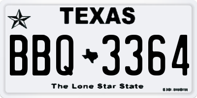 TX license plate BBQ3364