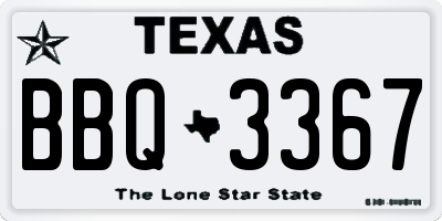 TX license plate BBQ3367