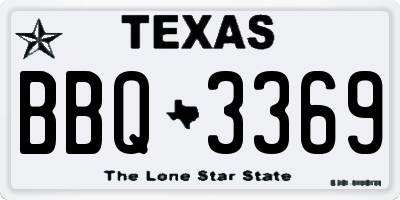 TX license plate BBQ3369