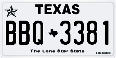 TX license plate BBQ3381