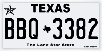 TX license plate BBQ3382