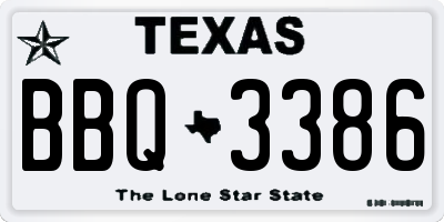 TX license plate BBQ3386