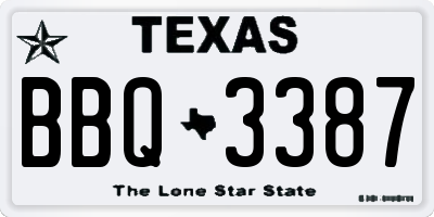 TX license plate BBQ3387