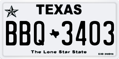 TX license plate BBQ3403