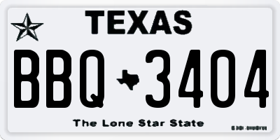 TX license plate BBQ3404