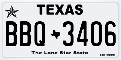 TX license plate BBQ3406