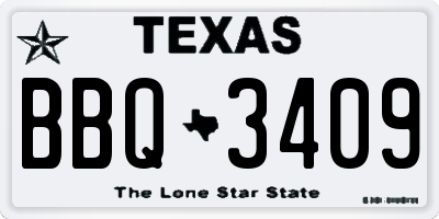 TX license plate BBQ3409