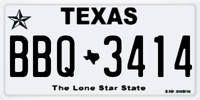 TX license plate BBQ3414