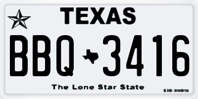 TX license plate BBQ3416