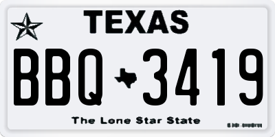 TX license plate BBQ3419