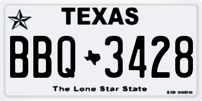 TX license plate BBQ3428