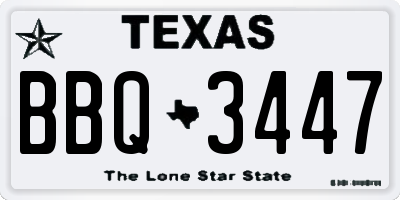 TX license plate BBQ3447
