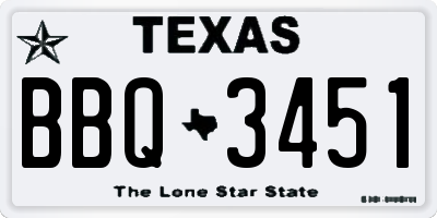 TX license plate BBQ3451