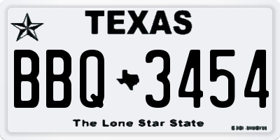 TX license plate BBQ3454