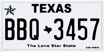 TX license plate BBQ3457