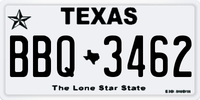 TX license plate BBQ3462