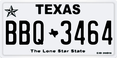 TX license plate BBQ3464
