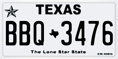 TX license plate BBQ3476