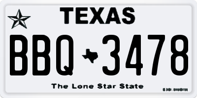 TX license plate BBQ3478