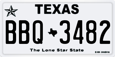 TX license plate BBQ3482