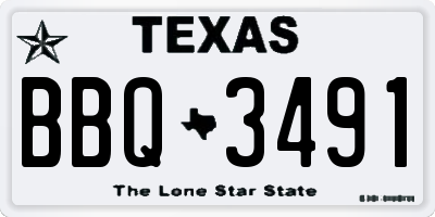 TX license plate BBQ3491