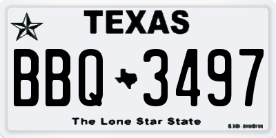 TX license plate BBQ3497