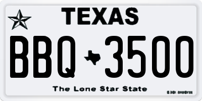 TX license plate BBQ3500