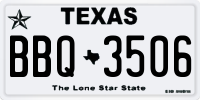 TX license plate BBQ3506