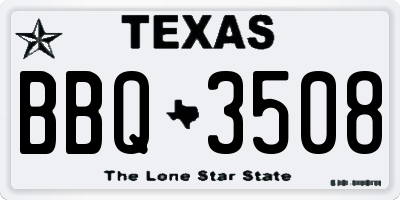 TX license plate BBQ3508