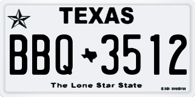 TX license plate BBQ3512
