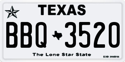 TX license plate BBQ3520